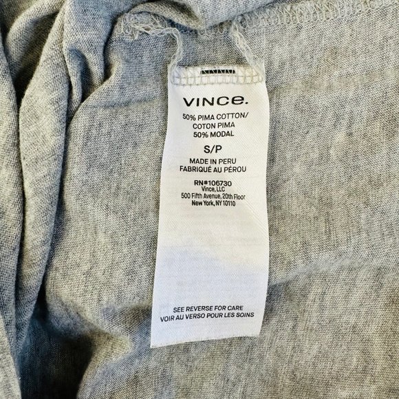 Vince T-Shirt Heather Grey Pima Cotton Size Small - Picture 4 of 5